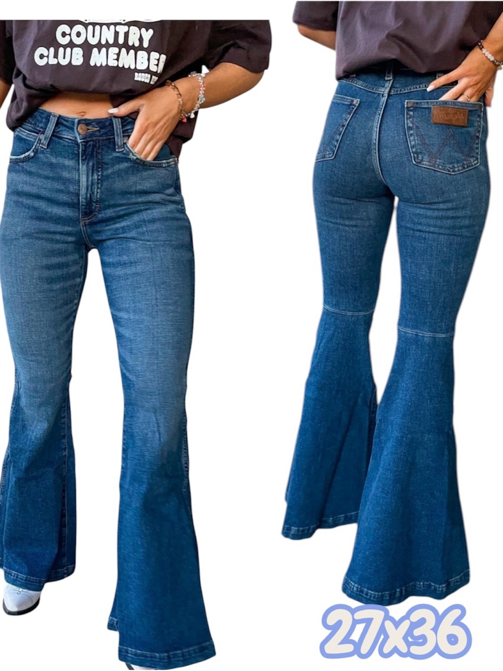 Wrangler Retro Flare Jeans Women’s 27x36 Extreme Flare Trumpet super flare tall